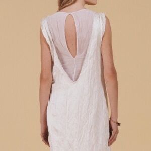 Zara Satin Dress Wrinkle Effect Open Back Midi Limited Edition  Sleeveless White